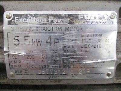Fuji Electric MLA8133A 3-Phase Induction Motor | eBay