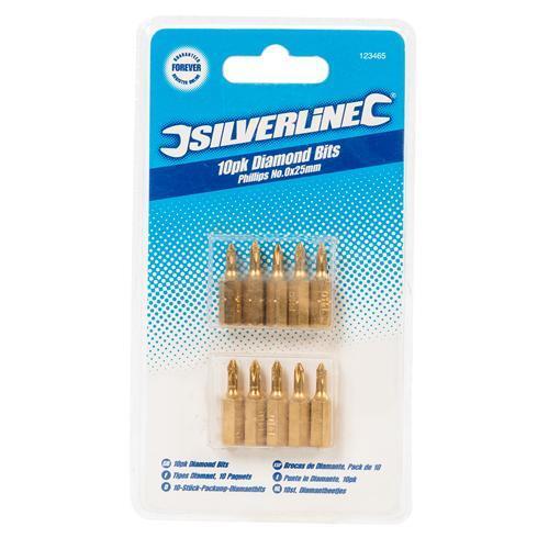 Silverline 123465 PH0 Phillips Diamond Screwdriver Bits 10 Pack  
