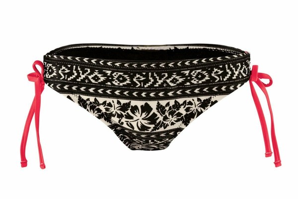 Esmara Damen Bikini Slip Mit BindebäNder Schwarz Weiß Blumen - Gr. 36-image