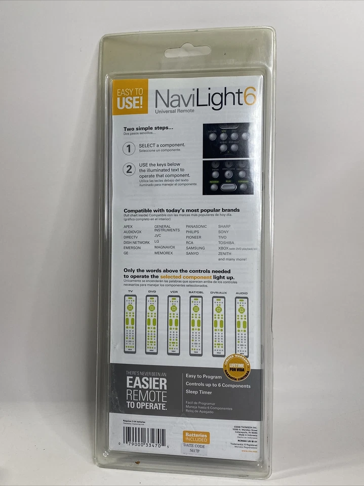 RCA Navilight 6 device UNIVERSAL REMOTE CONTROL RCR660 Brand New - Light Works - Image 3 of 3