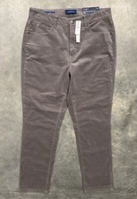 NWT TALBOTS FLAWLESS High Waist Straight Leg Gray CORDUROY Pants Curvy SIZE 8