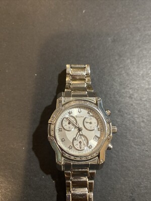 Bulova Silver and Diamond Chronograph Dress Watch Bulova Chronograph Diamond Mens Watch 96E03 - Jacob Time Inc main image 2