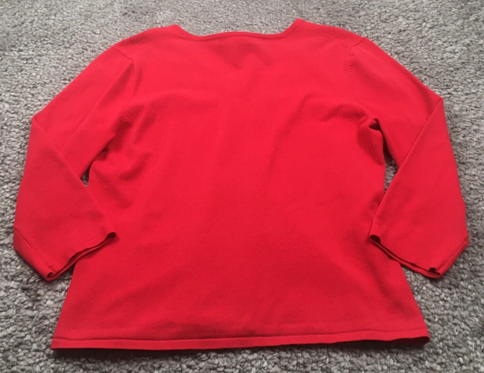 Suéter Spense para mujer mezcla de seda talla L rojo suéter cuello en V mangas 3/4 Foto 2 de 4