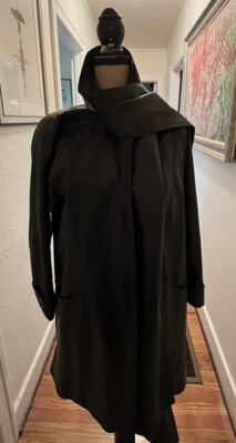 Vintage 1970’s Vera Pelle Italian Black Leather Coat Lined Size 40 Size 10 