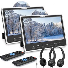 2 x 12" Dual Screen IPS Car DVD Player Rear Seat Moniter USB/SD HDMI+Headphones