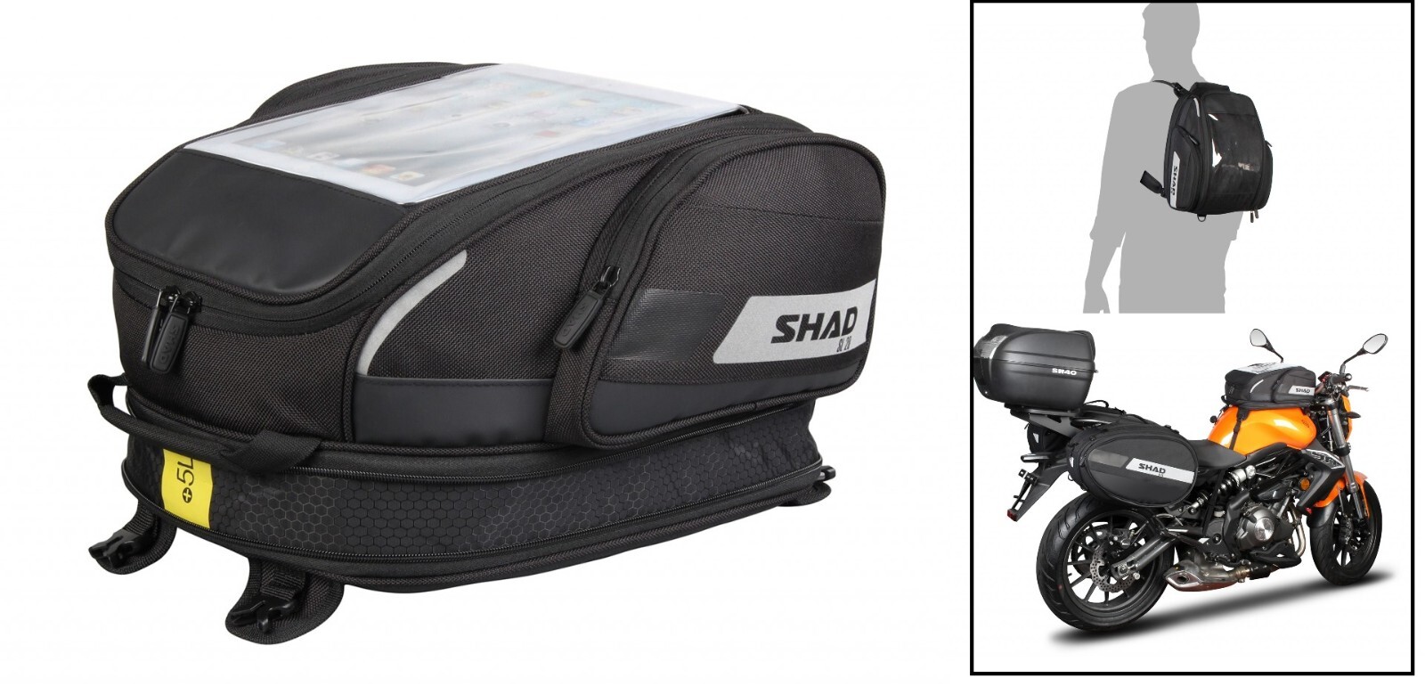 Sacoche réservoir moto transformable en sac à dos avec grand volume 20L