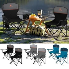 Camping Chair 2 Pack Portable Outdoor Folding Chairs Heavy Duty with Cooler Bag