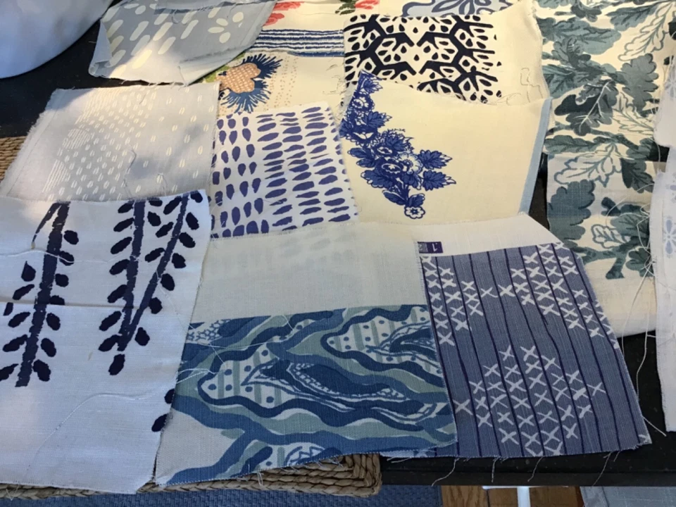 Sister Parish Blues White Fabric Strips Squares Quilting, Crafts Lot of 38 New - Image 2 of 4