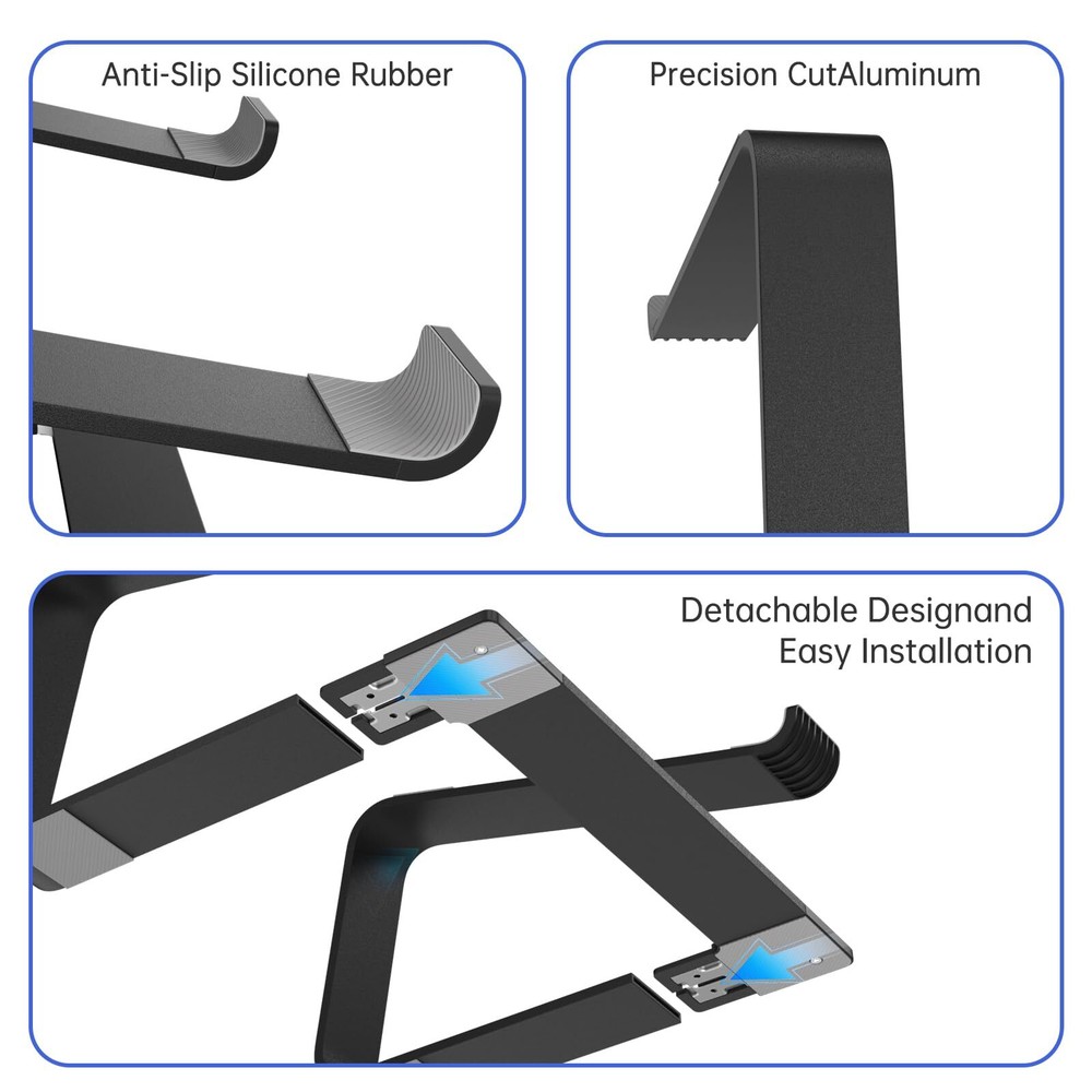 Adjustable Aluminum Laptop Stand for Desk Detachable Notebook Riser Holder