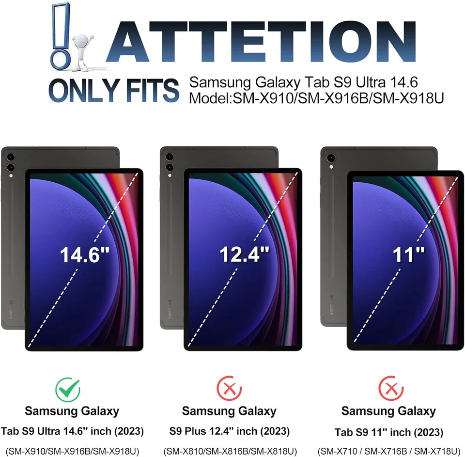 Detachable Keyboard+Case Cover for Samsung Galaxy Tab S10 Ultra 14.6" X920/926B - image 2 of 4