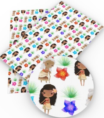 Moana Movie Ocean FAUX LEATHER SHEET 9'' X 12''  PRINTED 1064726 princess SMOOTH