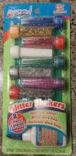 Art Skills 8 Colors Glitter Shaker Set W/Glue Ultra Fine & Bright