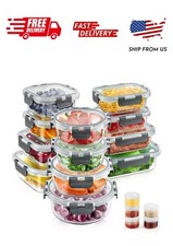 34pcs Glass Food Storage Containers with Lids Set, Airtight Glass Meal Prep Cont