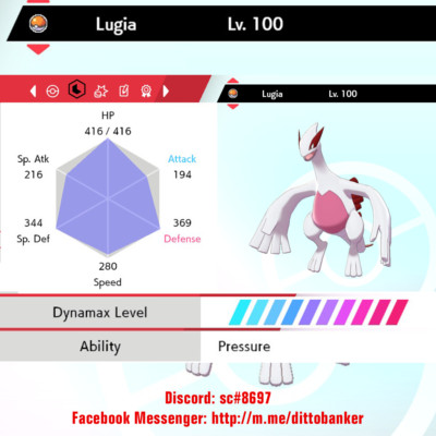 Pokemon Sword/Shield 6IV  Lugia ULTRA SHINY / Bold (Dig. Item) *NEW* 