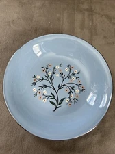 Homer Laughlin Skytone Blue Floral 8” Bowl Silver Accent