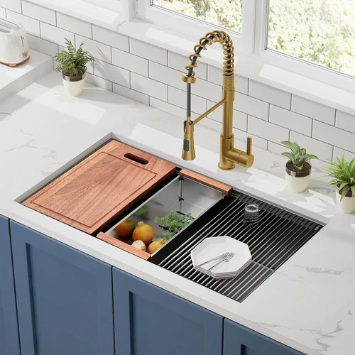 32 Inch Stainless Steel Undermount Kitchen Sink Single Bowl Gunmetal Black