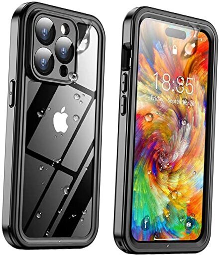 for iPhone 14 Pro Max Case Waterproof, [Built-in iPhone 14 Pro Max 6.7 Black