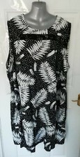 CAPSULE JD WILLIAMS Size 28 Black White Leaf Print Shift Dress Pockets NEW