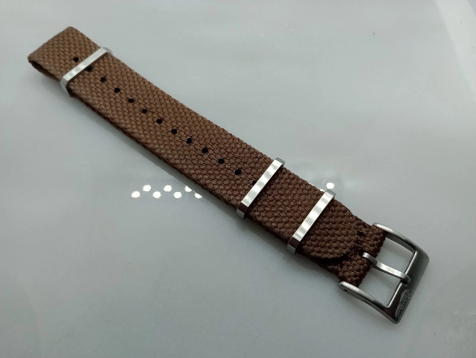 New Watchgecko Zuludiver 20mm Brown Nylon Divers Watch Strap Brushed Buckle XH75
