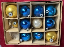 Made In USA Vintage Mercury Glass Ornaments Balls Bell Variety 11 Pack Preowned