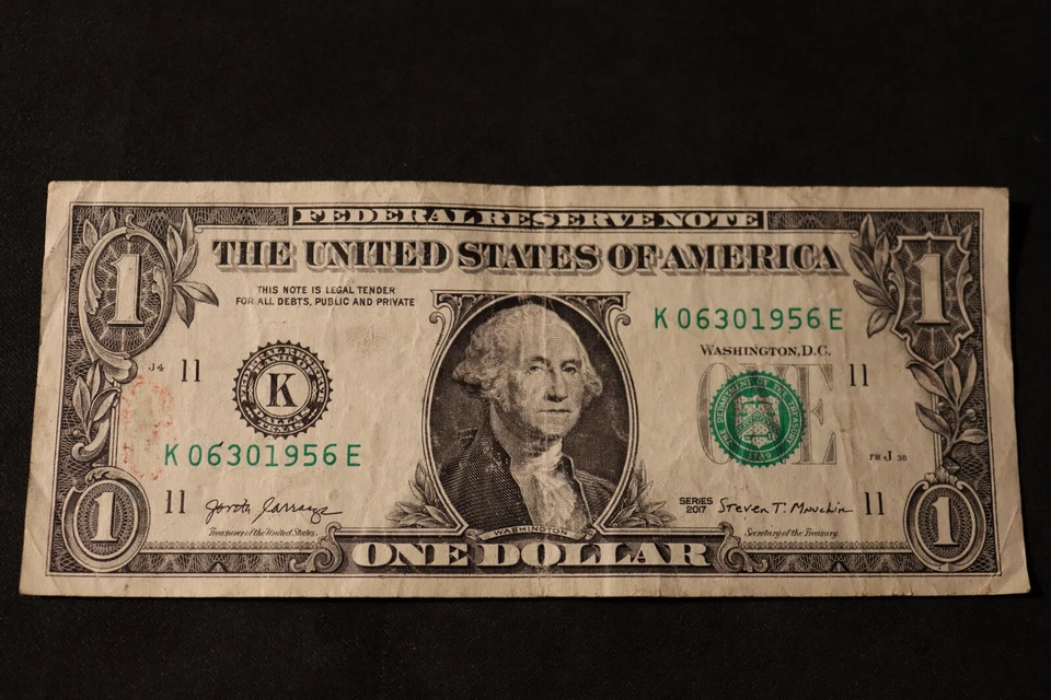 ONE DOLLAR FANCY BIRTHDAY/ANNIVERSARY NOTE [JUNE 30, 1956]  SN # K 06301956 E - Image 2 of 3