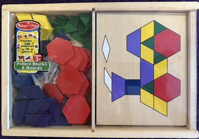 Melissa & Doug Wooden Pattern Blocks and Boards Age 3+