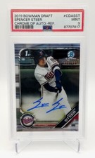 2019 Bowman Chrome Spencer Steer Refractor Auto /499 1st Bowman Rookie PSA 10