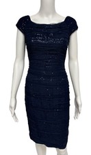 Lauren Ralph Lauren Women's Cap Sleeve Navy Blue Sequin Bodycon Dress Size 2