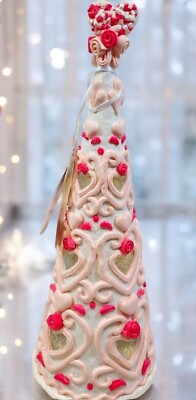 LOVE AND CUPCAKES Led Light Up Gingerbread Roses & Hearts Valentine Tree New 15''