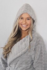 Silver Silky Fur Womens Ladies Robe Small/medium Minky