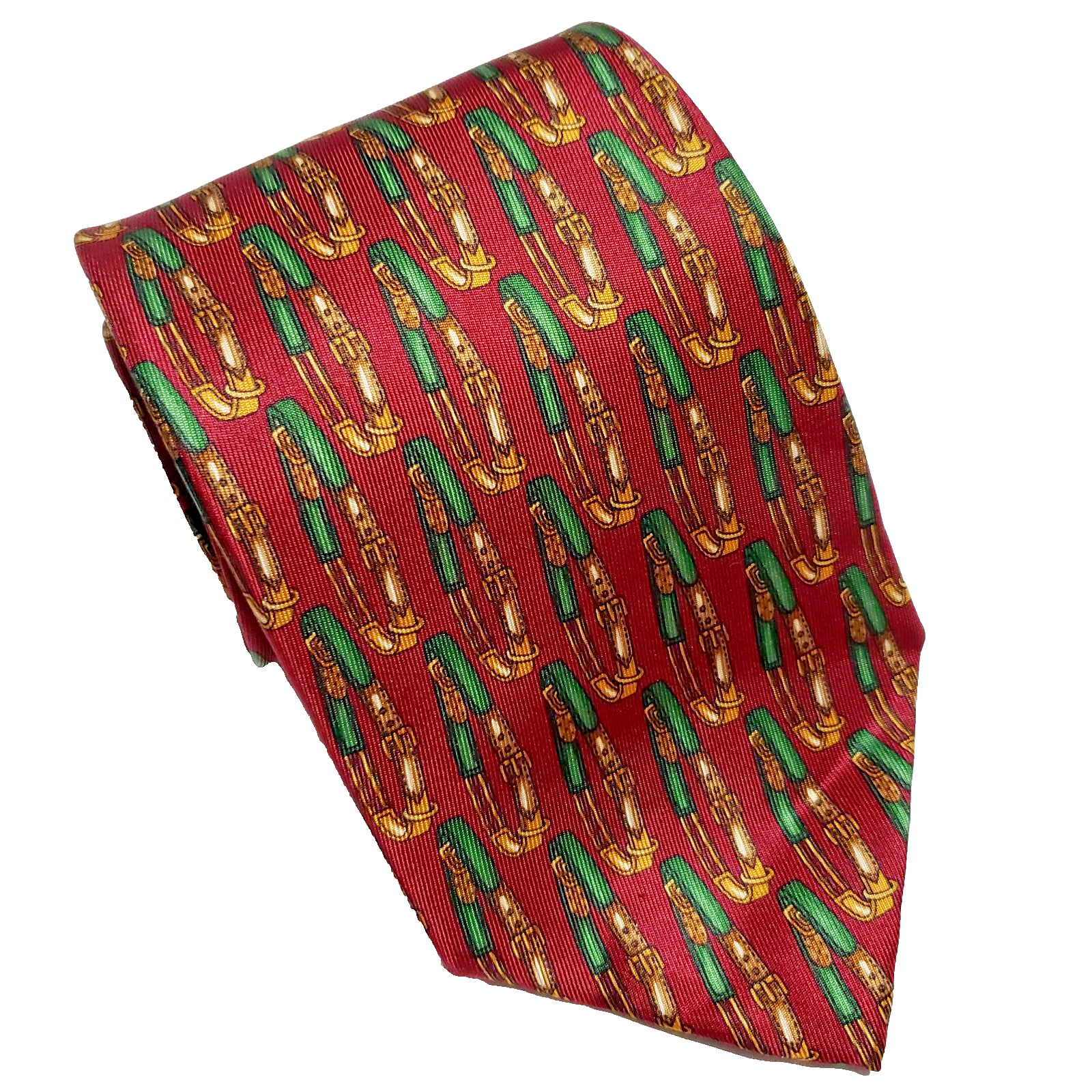 Cravate homme Gucci rouge vert ceinture design 100 % soie tissée Italie 54