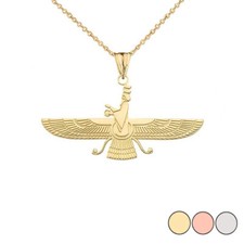 Dainty Faravahar Pendant Necklace in Gold (Ye...