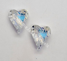 2pc Swarovski Crystal Clear AB 17mm Wild Heart 5743 Beads; Large Size Iridescent