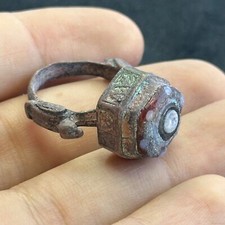 Ancient Roman gabri mosaic glass bronze ring