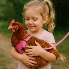 Original Valhoma Chicken Combo Pullet Harness with 4 Feet Leash, Pink XS