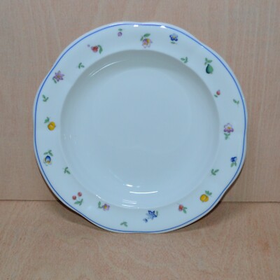 Ingres Weiss Form Marienbad Porzellan Suppe Dessert Schale Obst und Blumen geriffelt