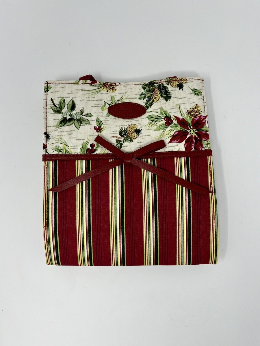 Longaberger Holiday Stripe Botanical Holiday Gift Bag Fabric