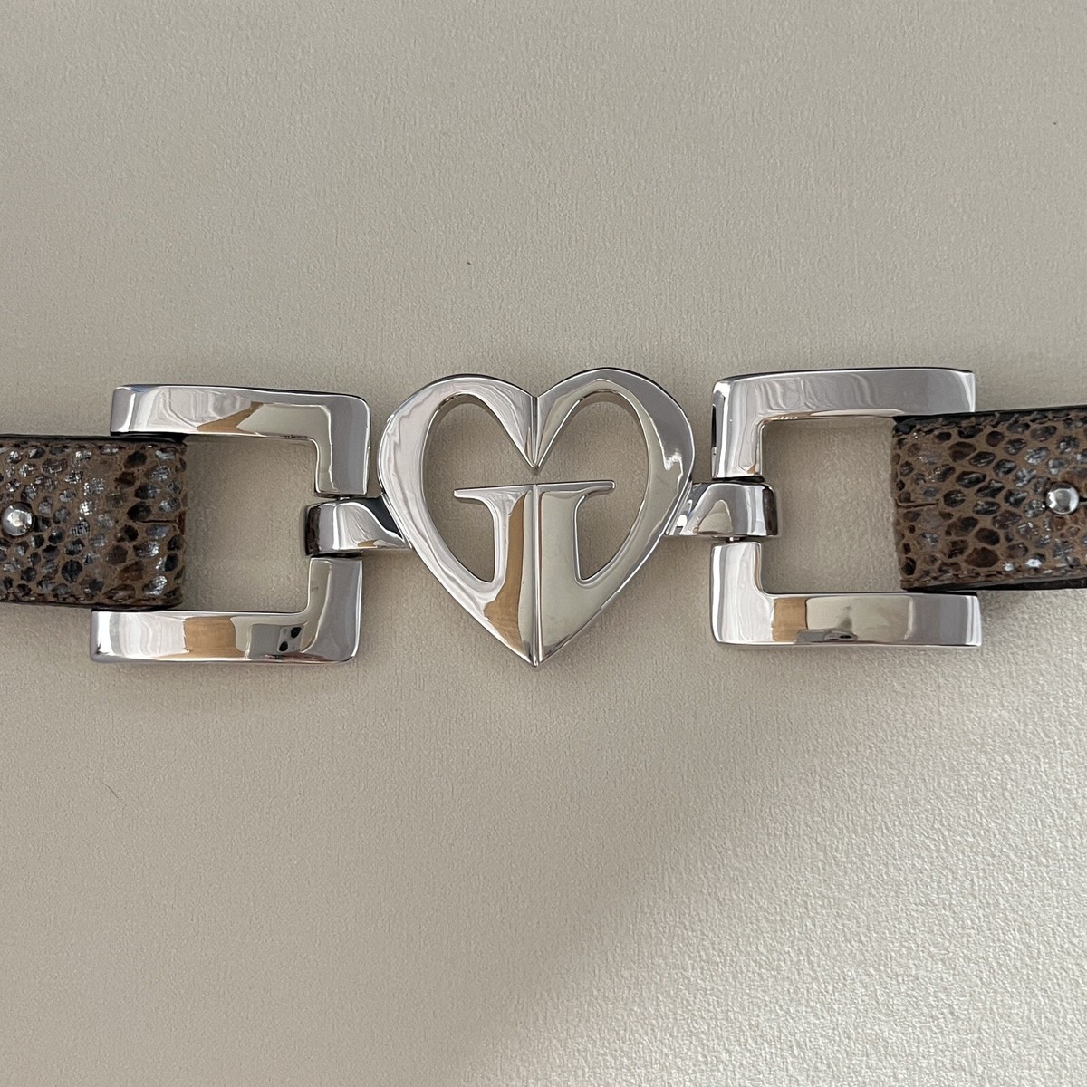 Elegant Griffith And Gray For St. Johns Cream Women\'s Belt Griffith & Gray St John Leather Belt Logo Buckle 32 M Brown  main image 3
