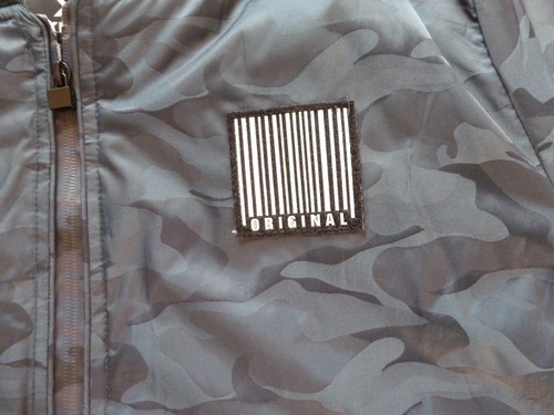 XRAY Navy Camo Hooded Puffer Jacket Mens L Barcode Patches Quilted EUC - Picture 9 of 12