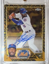 Starling Marte 2023 Topps Gilded Collection Chrome Gold Etch /50 Auto #CGASM