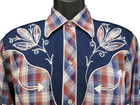 Vtg 1970s H Bar C Long Tail Western Shirt California Ranchwear Mens M Wms L Blue — photo 5
