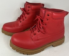 FILA Edgewater 12PB Boys Red Combat Boots Gum Sole Size US 6