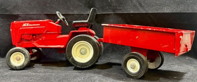 #ad Vintage ERTL Red Cast Ace Hardware International Tractor and Wagon $15.99