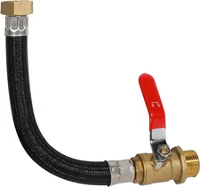 Garden Hose Extension Adapter Short Fitting with Valve,3/4" GHT Solid Brass Fitt