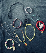 Lot 9 Bracelet Necklace Children Multicolor Beaded Jewelry Mixed Brands