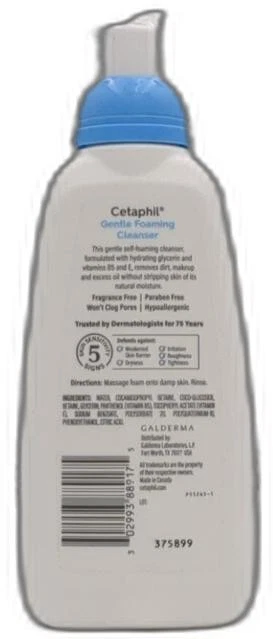 Limpiador en espuma suave sin aceite Cetaphil para piel seca a normal, sensible, 8 oz Foto 2 de 4