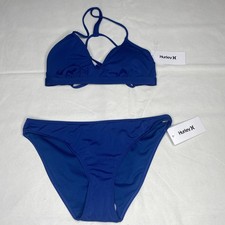 hurley bikini set medium blue womens Adjustable Top Moderate Bottom New NWT
