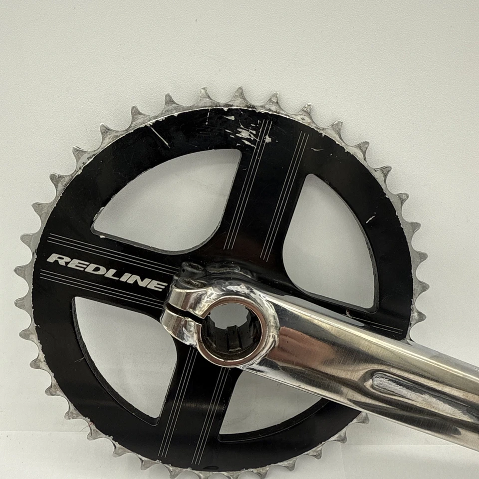 Original Redline BMX 180mm Crankset 3 Piece Old Mid School Silver W/ BB - Image 4 of 4