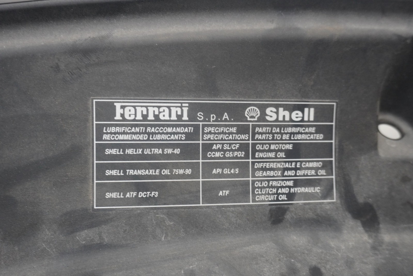 Ferrari California 2010 FRONT+RIGHT Engine cover P/N 81964200