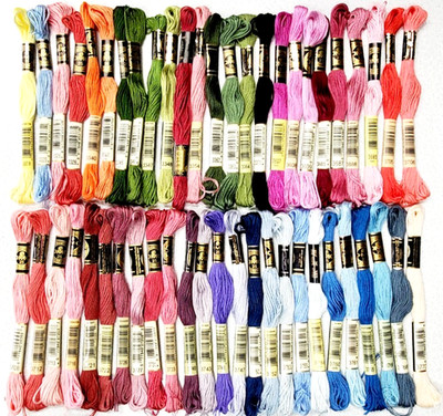 50 DMC 25 Embroidery Floss Lot of 50 Different Colors 3078 to 3770 FULL Skeins